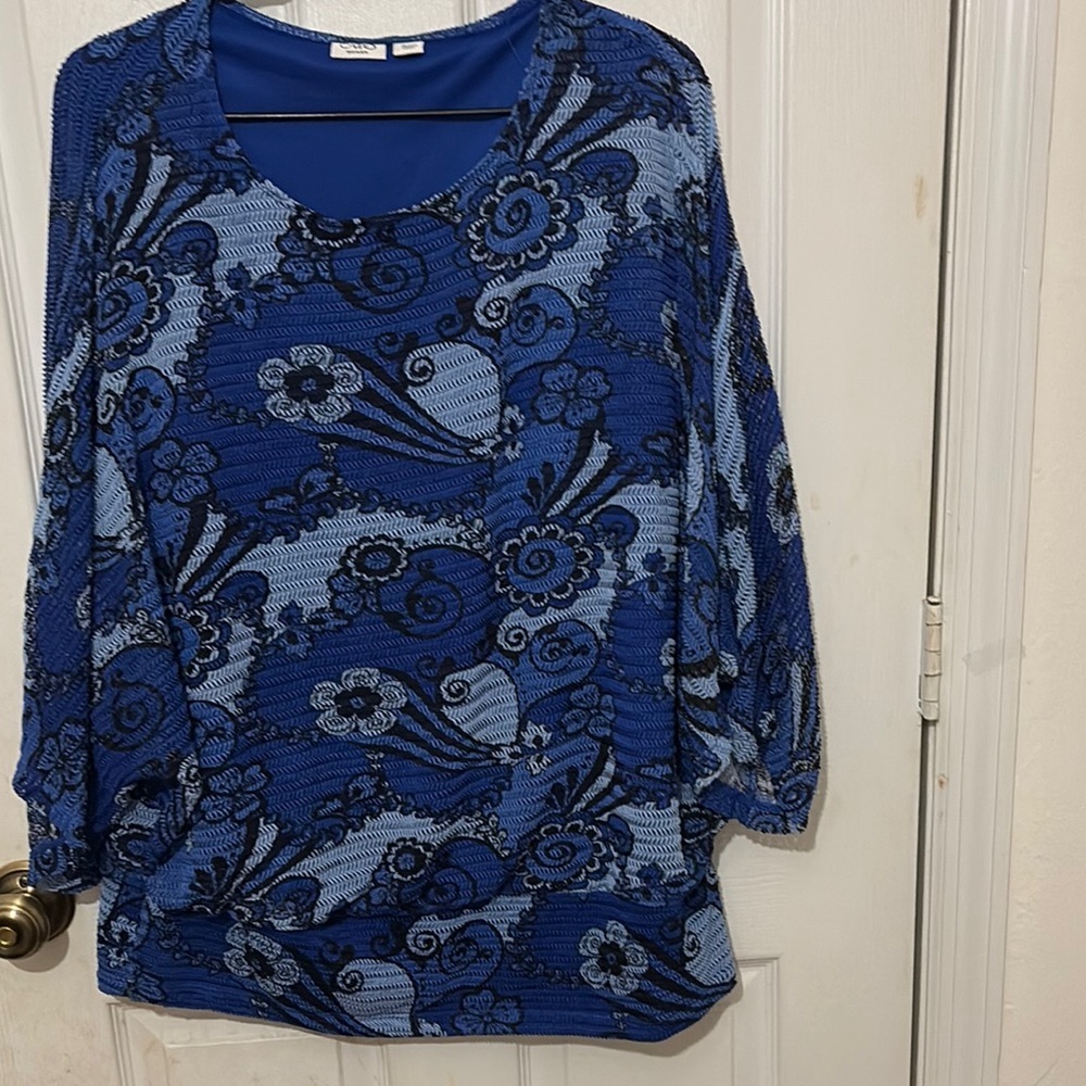 Cato Blue Floral Lace Women's Top sz 18/20W